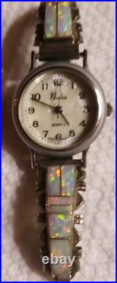 Vintage Charlie Bowie CB Navajo Nadia Sterling Silver & Opal Inlay Woman's Watch