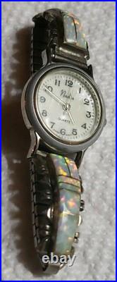 Vintage Charlie Bowie CB Navajo Nadia Sterling Silver & Opal Inlay Woman's Watch