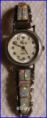 Vintage Charlie Bowie CB Navajo Nadia Sterling Silver & Opal Inlay Woman's Watch