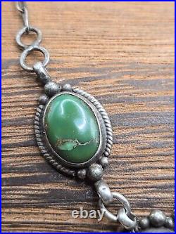 Vintage Cortez Navajo Sterling Silver Carrillo Turquoise Necklace Y Drop