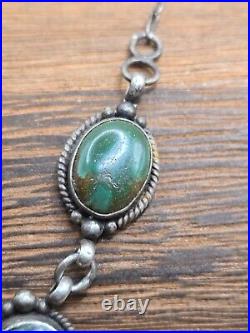 Vintage Cortez Navajo Sterling Silver Carrillo Turquoise Necklace Y Drop