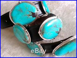 Vintage E&C Fierro Navajo Native American Sterling Silver Turquoise Concho Belt