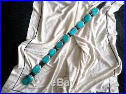Vintage E&C Fierro Navajo Native American Sterling Silver Turquoise Concho Belt