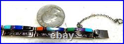Vintage Earl Plummer Navajo Sterling Silver Multicolored Stones Bracelet / Nice