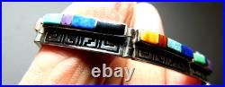 Vintage Earl Plummer Navajo Sterling Silver Multicolored Stones Bracelet / Nice