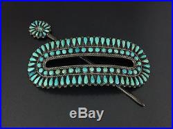 Vintage FM Begay Navajo Indian Sterling Silver Turquoise Hair Barrette