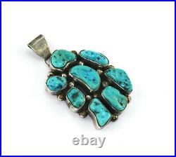 Vintage Fred Guerro Navajo Sterling Silver Turquoise Cluster Pendant