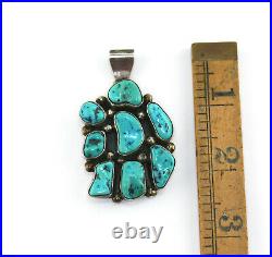 Vintage Fred Guerro Navajo Sterling Silver Turquoise Cluster Pendant