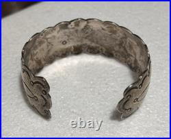 Vintage Gilbert Ortega Shop Sterling Silver Turquoise & Coral Inlay Bracelet