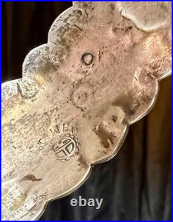 Vintage Gilbert Ortega Shop Sterling Silver Turquoise & Coral Inlay Bracelet