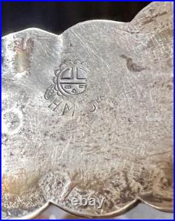 Vintage Gilbert Ortega Shop Sterling Silver Turquoise & Coral Inlay Bracelet