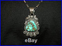 Vintage Handmade Navajo High Grade ROYSTON Turquoise Sterling Silver Pendant