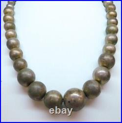 Vintage Handmade Navajo Pearls Graduated Sterling Silver Round Seamless Bead