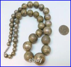 Vintage Handmade Navajo Pearls Graduated Sterling Silver Round Seamless Bead