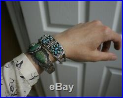 Vintage Harvey Era Navajo Sterling Silver Cerrillos Turquoise Cuff Bracelet