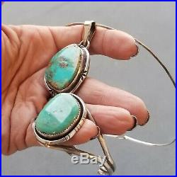 Vintage Huge Sterling Silver 925 Navajo Turqupose Bracelet & Necklace