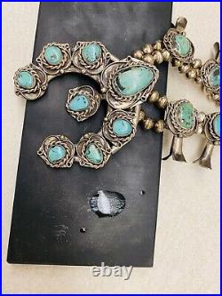 Vintage Kingman Turquoise Sterling Silver Squash Blossom Signed By Artist 167 G