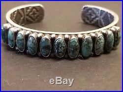 Vintage Kirk Smith Navajo Heavy Sterling Gem Quality Turquoise Cuff Bracelet