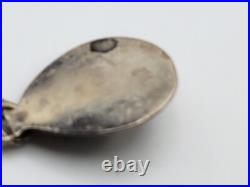 Vintage Leather Navajo Bear Claw Tips Bolo Sterling Silver Turquoise Cutouts