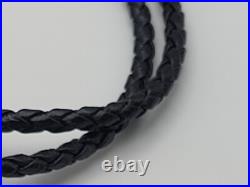 Vintage Leather Navajo Bear Claw Tips Bolo Sterling Silver Turquoise Cutouts