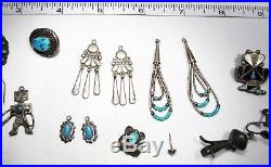 Vintage Lot Sterling Silver Navajo Zuni & Mexico Turquoise Earrings C2178