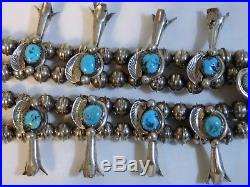 Vintage NAVAJO Pearls Arizona TURQUOISE gems STERLING Silver 20 SQUASH BLOSSOM