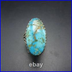 Vintage NAVAJO Sterling Silver EASTER BLUE TURQUOISE RING size 8.5 Wide Band