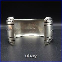 Vintage NAVAJO Sterling Silver Overlay Cuff BRACELET by TOMMY and ROSITA SINGER