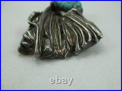 Vintage NAVAJO Sterling Silver Turquoise Pendant 925 Native American Blue 659E