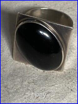 Vintage Native American Navajo Billy Betoney Sterling Silver Onyx Ring