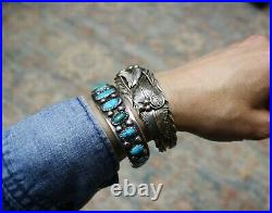 Vintage Native American Navajo Foliate Sterling Silver Cuff Bracelet Lee Chee