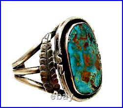 Vintage Native American Navajo Green Turquoise Sterling Silver Cuff Bracelet