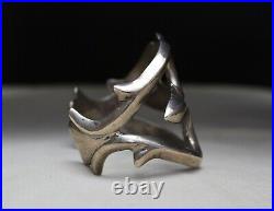 Vintage Native American Navajo Sandcast Sterling Silver Cuff Bracelet