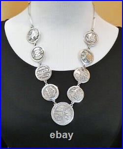 Vintage Native American Navajo Sterling Silver 9 Piece Story Necklace