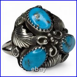 Vintage Native American Navajo Sterling Silver 925 Morenci Turquoise Ring Size 8