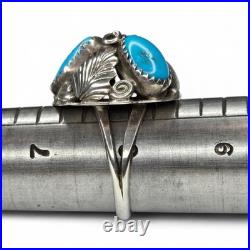 Vintage Native American Navajo Sterling Silver 925 Morenci Turquoise Ring Size 8