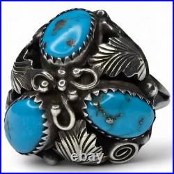 Vintage Native American Navajo Sterling Silver 925 Morenci Turquoise Ring Size 8
