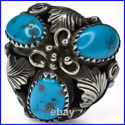 Vintage Native American Navajo Sterling Silver 925 Morenci Turquoise Ring Size 8
