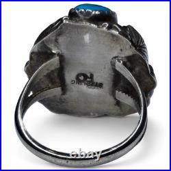Vintage Native American Navajo Sterling Silver 925 Morenci Turquoise Ring Size 8