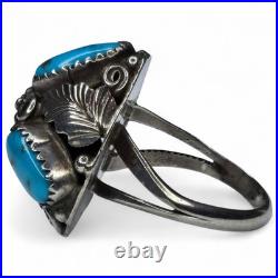 Vintage Native American Navajo Sterling Silver 925 Morenci Turquoise Ring Size 8