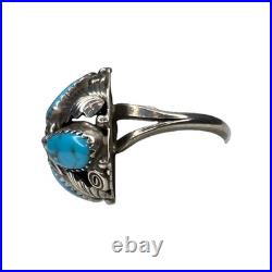 Vintage Native American Navajo Sterling Silver 925 Morenci Turquoise Ring Size 8