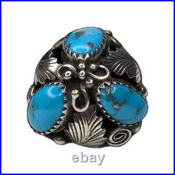 Vintage Native American Navajo Sterling Silver 925 Morenci Turquoise Ring Size 8