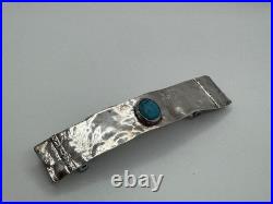 Vintage Native American Navajo Sterling Silver 925 Turquoise Hair Clip Signed ME