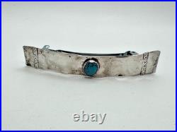 Vintage Native American Navajo Sterling Silver 925 Turquoise Hair Clip Signed ME