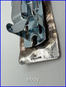 Vintage Native American Navajo Sterling Silver 925 Turquoise Hair Clip Signed ME