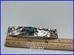 Vintage Native American Navajo Sterling Silver 925 Turquoise Hair Clip Signed ME