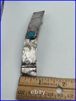 Vintage Native American Navajo Sterling Silver 925 Turquoise Hair Clip Signed ME