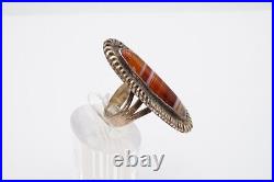 Vintage Native American Navajo Sterling Silver Agate Ring Size 5.75