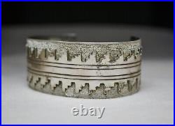 Vintage Native American Navajo Sterling Silver Cuff Bracelet by Kee Yazzie Jr