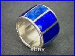 Vintage Native American Navajo Sterling Silver Lapis Inlay Ring